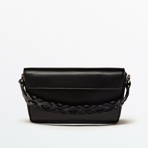 Massimo Dutti Black Leather Crossbody with interwoven handle. NWT. $299. - Picture 2 of 5